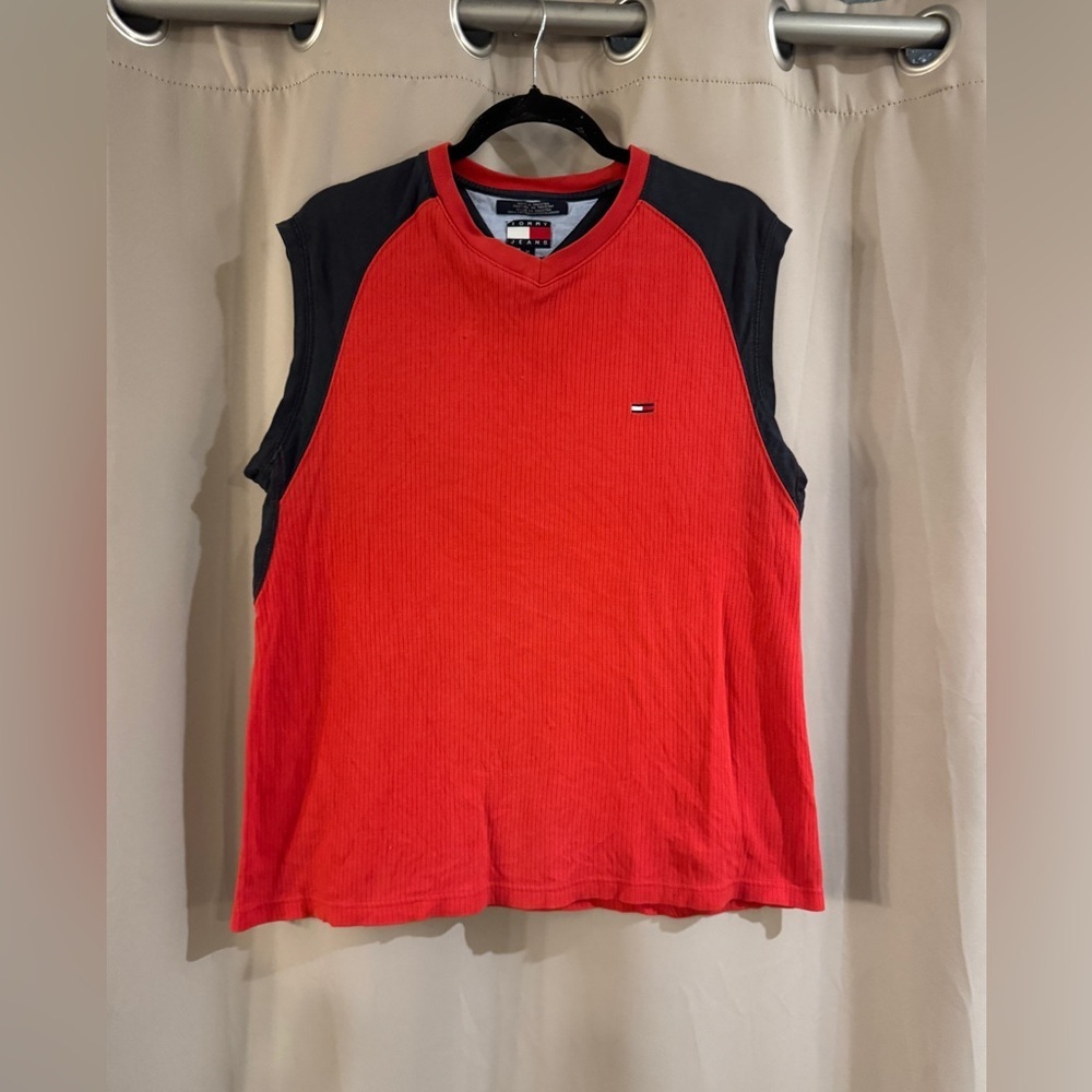Tommy Hilfiger Y2K Men’s Red Tank Top with Shoulder Panels